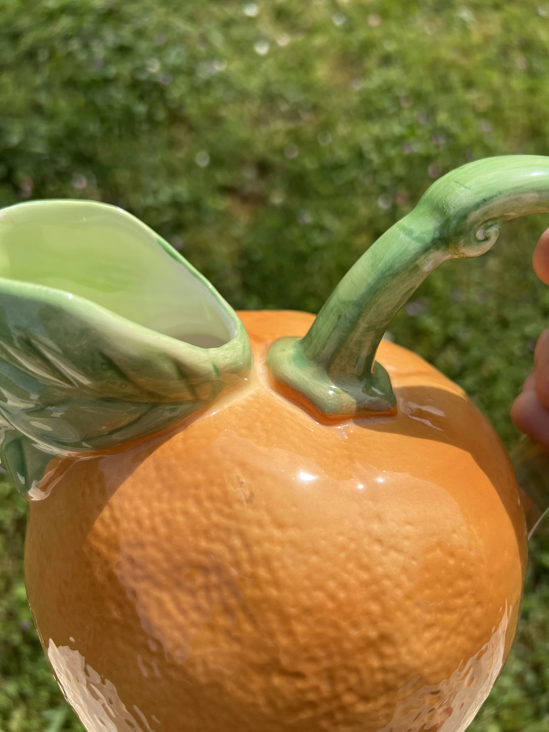 🍊 Vintage 1L Barbotine Ceramic Orange Pitcher – Retro Kitchen Decor – photo 9